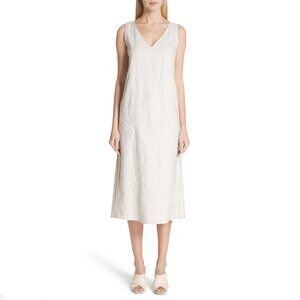 Lafayette 148 - Duncan Raffia Linen Embroidered Midi Dress
